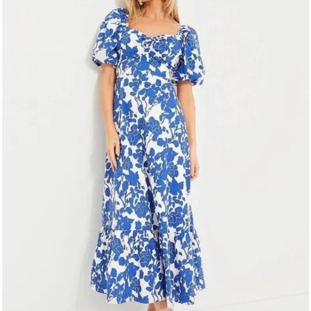 Tuckernuck Hyacinth House Blue Floral Seaport Midi Dress
